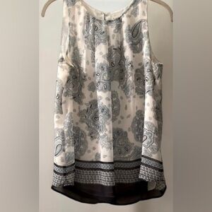 Daniel Rainn White and Blue Paisley Sleeveless Blouse